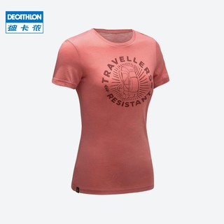 迪卡侬（DECATHLON）户外美利奴羊毛T恤休闲女款透气舒适运动休闲短袖登山徒步 女士静夜森林 M