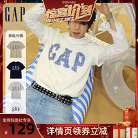 Gap 盖璞 男女装2024新款牛仔拼接logo短袖T恤