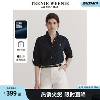 TEENIE WEENIE TeenieWeenie小熊2024新款休闲通勤慵懒风长袖衬衫亚麻混纺白色女