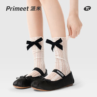 PRIMEET/派米 蝴蝶结袜子女春秋白色中筒袜甜美堆堆袜夏季小腿袜长
