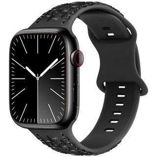 Damon Light 适用于Apple watch系列硅胶表带3D玫瑰花纹ultra/8/SE表带