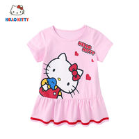 百亿补贴：Hello Kitty 童装女童夏季短袖大猫头连衣裙可爱公主百褶裙