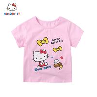 Hello Kitty 童装女童洋气夏季新款薄款圆领T恤卡通休闲短袖