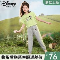 Disney 迪士尼 女童夏装套装2024新款儿童时髦洋气运动女大童短袖裤子夏季