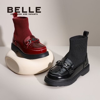 百亿补贴：BeLLE 百丽 女童袜靴冬季防滑加绒保暖时尚洋气休闲百搭