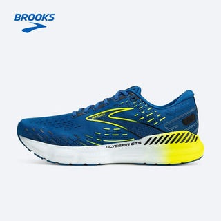 布鲁克斯（BROOKS）运动跑鞋支撑男士女跑步运动Glycerin GTS 20 甘油 【男】蓝色/荧光黄绿/白色 44