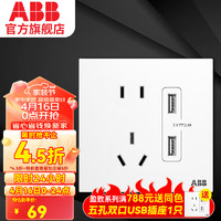 ABB 盈致系列 白色 五孔带双USB插座