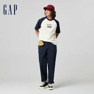 Gap 盖璞 男女撞色纯棉短袖T恤 885838 蓝白撞色 L