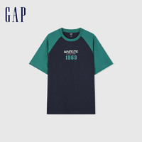 Gap 盖璞 男女撞色纯棉短袖T恤 885838 蓝绿撞色 XXL