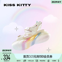 Kiss Kitty KISSKITTY运动凉鞋女夏新款魔术贴沙滩鞋彩虹厚底增高松糕底凉鞋