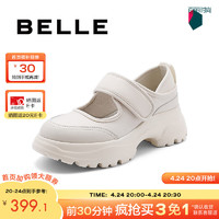 BeLLE 百丽 魔术贴百搭玛丽珍鞋女24春新厚底增高休闲鞋B1796AQ4 米白 38