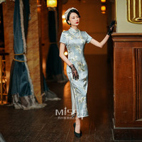 四小姐超好看真丝旗袍2024夏款旗袍礼服裙轻奢小众高端 独语栏杆 L