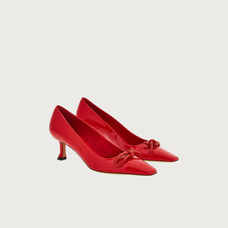 菲拉格慕（Ferragamo）女士红色蝴蝶结猫跟高跟鞋 0771544_1D _ 65/37 