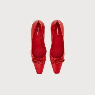 菲拉格慕（Ferragamo）女士红色蝴蝶结猫跟高跟鞋 0771544_1D _ 65/37 