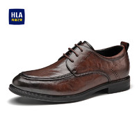 海澜之家HLA皮鞋男士正装百搭德比鞋舒适商务皮鞋HAAPXM1DAZ005 棕色41