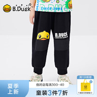 B.Duck小黄鸭童装儿童纯棉运动裤2024男童夏季裤子小男孩防蚊长裤 黑色 105cm