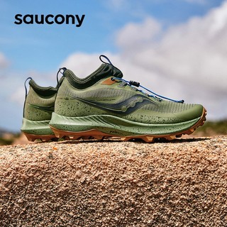 Saucony索康尼游隼13夏季男鞋户外防滑越野跑鞋训练运动鞋子 绿黑30【ST高帮】 45