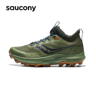 Saucony索康尼游隼13夏季男鞋户外防滑越野跑鞋训练运动鞋子 绿黑30【ST高帮】 44