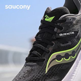 Saucony索康尼向导16跑鞋男鞋支撑夏季男女运动鞋子guide16 黑绿34(男款) 38