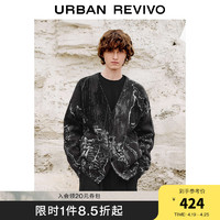 URBAN REVIVO UR2024春季男装潮牌撞色提花图案超宽松针织开衫UML940006 深灰 S(XS-S)