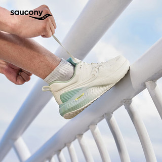 Saucony索康尼澎湃跑鞋男鞋女同款减震舒适入门训练运动鞋子SURGE 米绿7（2代） 37.5