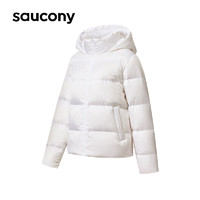 百亿补贴：saucony 索康尼 羽绒服秋冬新款女短款保暖防风连帽白鸭绒羽绒外套