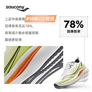 Saucony索康尼TIDE浪潮透气跑鞋男鞋入门进阶夏季减震训练运动鞋子男女 白黑黄11【男款】 38.5