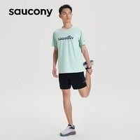 百亿补贴：saucony 索康尼 夏季男子短袖跑步休闲健身舒适冷感横条透气运动T恤