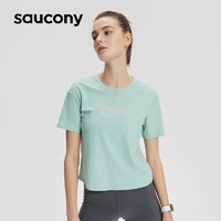 百亿补贴：saucony 索康尼 夏季新款女子运动休闲跑步训练短袖T恤宽松冷感舒适