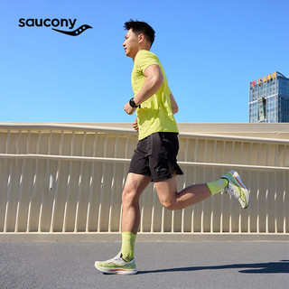 Saucony索康尼浪潮透气跑鞋男训练入门进阶尼龙板跑步运动鞋子Tide浪潮 白黑黄11【男款】 43