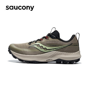 Saucony索康尼游隼13夏季男鞋户外防滑越野跑鞋 咖啡黑31 44.5