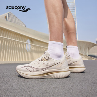 Saucony索康尼浪潮透气跑鞋男训练入门进阶尼龙板跑步运动鞋子Tide浪潮 米咖啡9【男女同款】 42