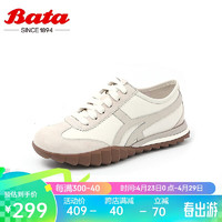 Bata 拔佳 休闲鞋女运动松糕厚底单鞋VPI03CM3 米白 37