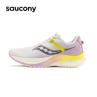 Saucony索康尼Tempus坦途跑鞋男冬季减震轻量支撑稳定跑步鞋运动鞋子男鞋 米白粉红 40.5