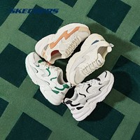 SKECHERS 斯凯奇 男鞋官方旗舰店新款厚底增高踏浪熊老爹鞋透气休闲运动鞋男