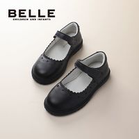 百亿补贴：BeLLE 百丽 女童黑皮鞋中大童软底防滑轻便英伦风百搭