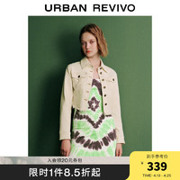 URBAN REVIVO UR2024春季女休闲复古丹宁毛须修身短款休闲衬衫UWL840048 本白 L