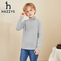 HAZZYS 哈吉斯 品牌童装男女童秋新款纯色打底衫简约舒适百搭半高领打底衫 钻石黑 120