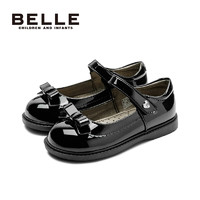 BeLLE 百丽 儿童女孩春季新款时尚英伦风单鞋黑色软底宴会拼接时装E99215