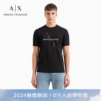 阿玛尼ARMANI EXCHANGE24春夏AX男装网格LOGO短袖圆领T恤