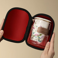 不拙 玻璃快客杯小套旅行茶具套装便携包泡茶功夫茶杯单人户外茶壶出差 1旅行包蝶恋花快客杯(一壶三杯)