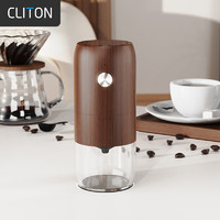 CLITON 电动咖啡磨豆机 手摇咖啡豆研磨机便携手冲手磨咖啡机自动磨粉机 复古木纹