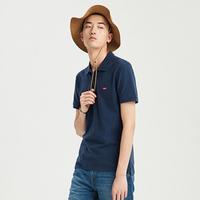 Levi's李维斯男士藏青色红旗标刺绣纯棉POLO短袖T恤