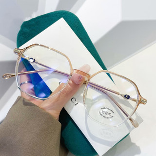 无底视界 文艺复古TR金属混合眼镜框 上茶下透框 1.61防蓝光镜片