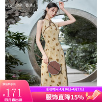 WESTLINK 西遇 新中式改良设计感旗袍裙女2024春季新款中国风气质绿色连衣裙 绿色 M