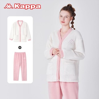 百亿补贴：Kappa 卡帕 睡衣女冬新款暖肤绒加厚保暖开衫时尚可外穿家居服套装