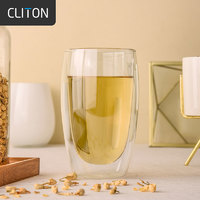 CLITON 双层玻璃杯家用防烫耐热水杯绿茶杯牛奶杯果汁饮料杯办公水杯单只