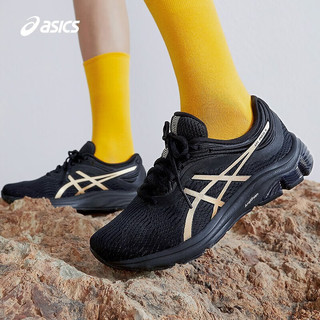亚瑟士ASICS女鞋缓震跑鞋舒适透气运动鞋GEL-PULSE 11网面跑步鞋 黑色/金色 37