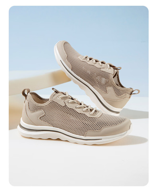 骆驼牌 男士休闲鞋轻盈软弹透气舒适运动跑步网鞋 p14m342006 黑色 40