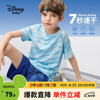 Disney 迪士尼 速干中裤短袖t恤套装 暗灰丛林 男童速干 100（）